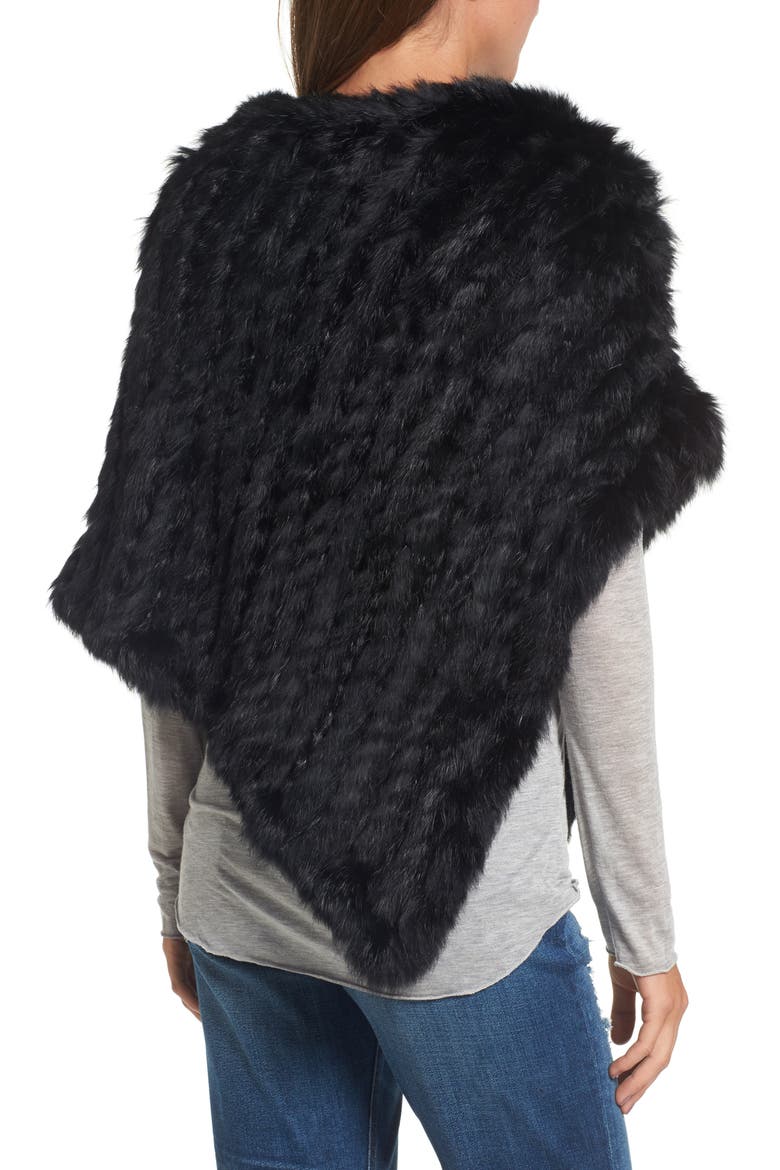 Genuine Rabbit Fur Poncho, Alternate, color, BLACK/BLACK