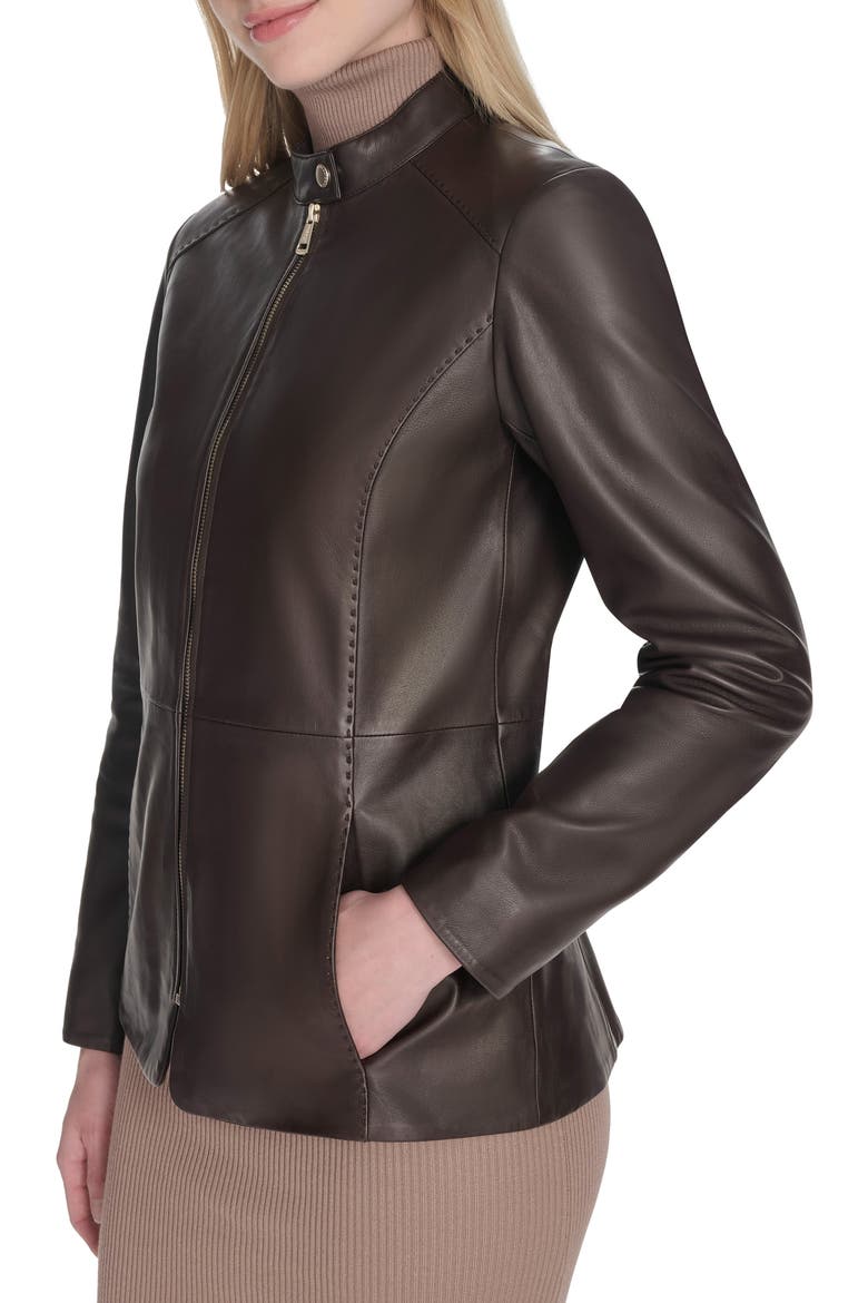 Leather Biker Jacket, Alternate, color, DARK ESPRESSO