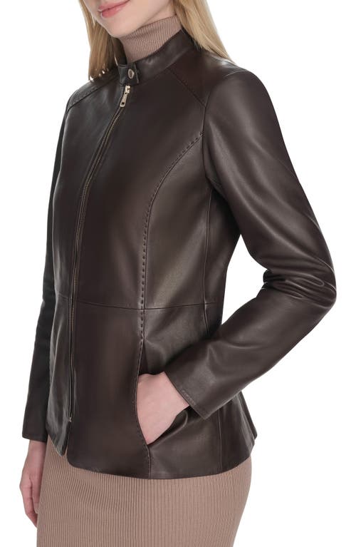 Cole Haan Leather Biker Jacket In Black