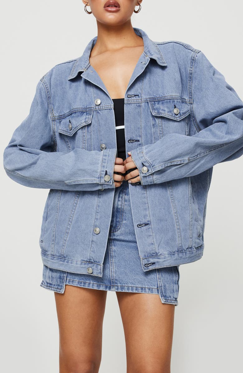 Princess Polly Western Denim Jacket, Main, color, 