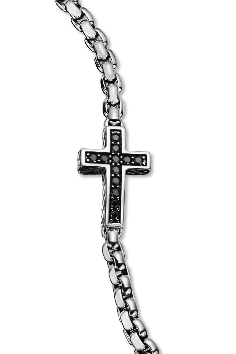 Pavé Cross Bracelet in Sterling Silver with Diamonds, 5mm, Alternate, color, BLACK DIAMOND