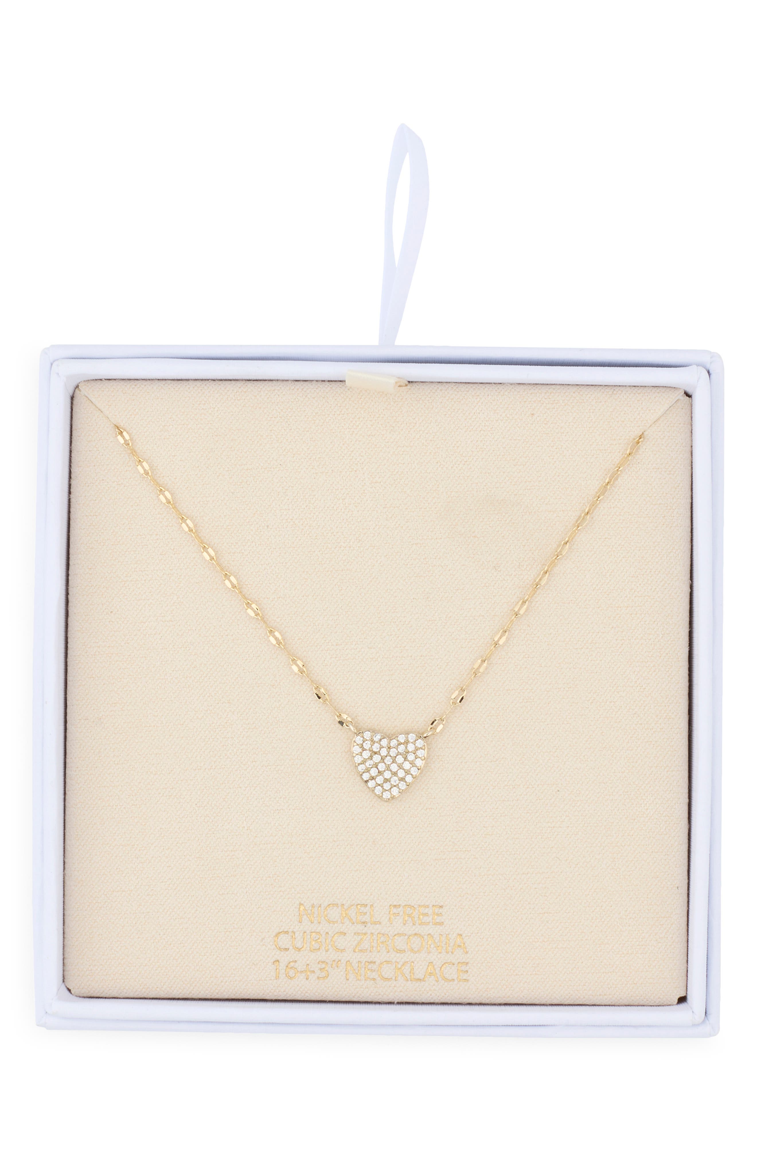 NORDSTROM RACK Pavé Cubic Zirconia Heart Pendant Necklace