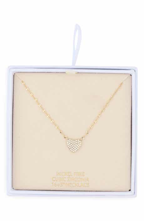 NORDSTROM RACK Pavé Cubic Zirconia Heart Pendant Necklace