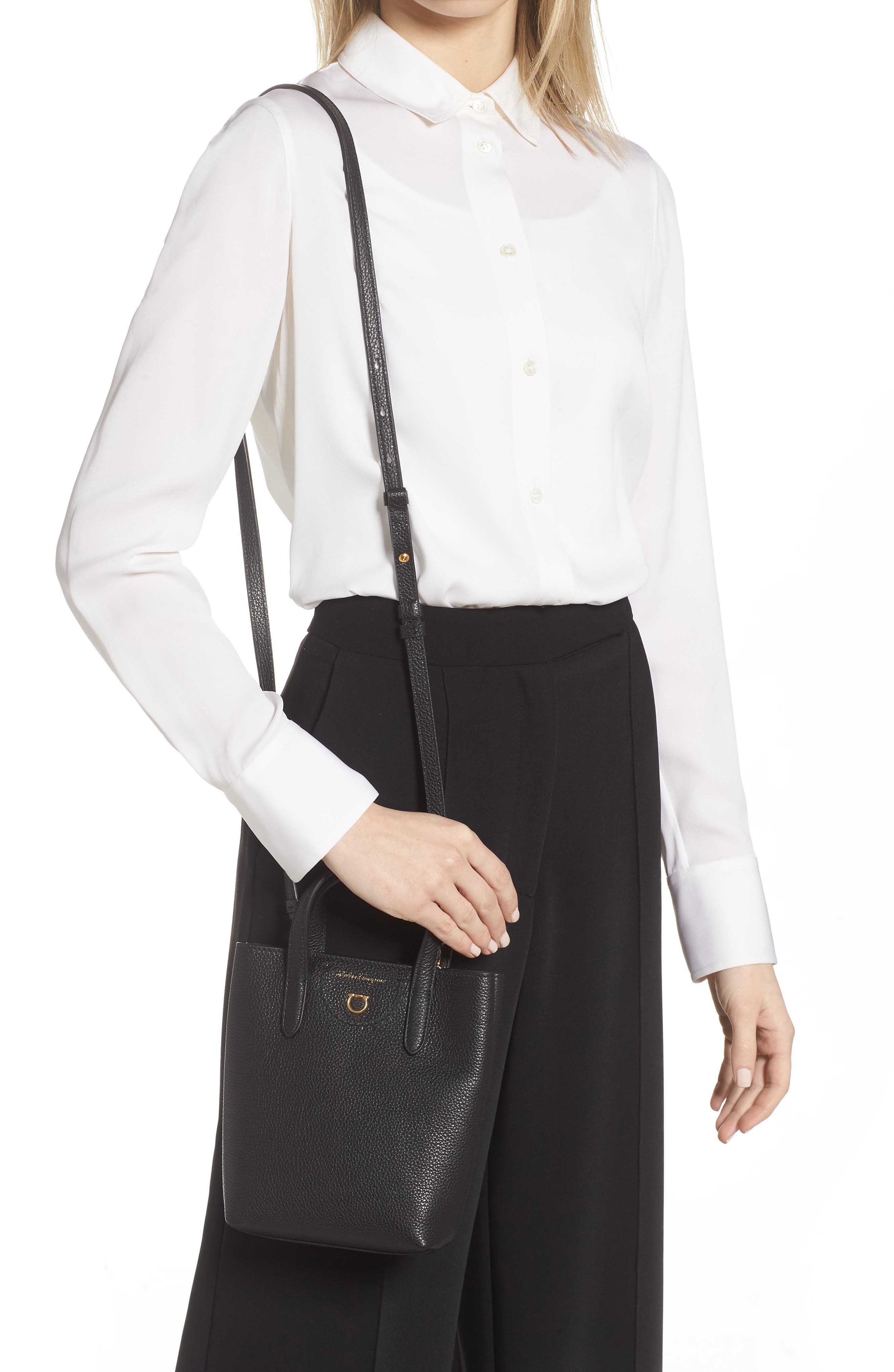 FERRAGAMO Travel Leather Tote, Alternate, color, 