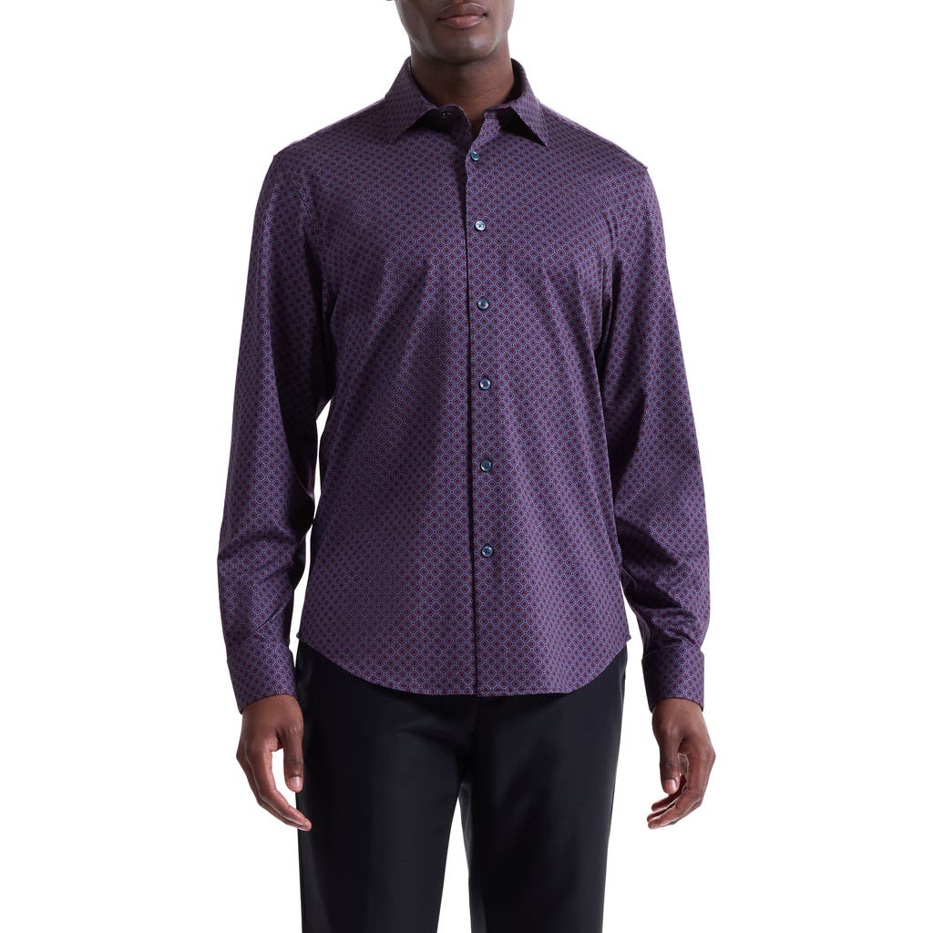 Bugatchi James Ooohcotton® Check Button-up Shirt In Purple