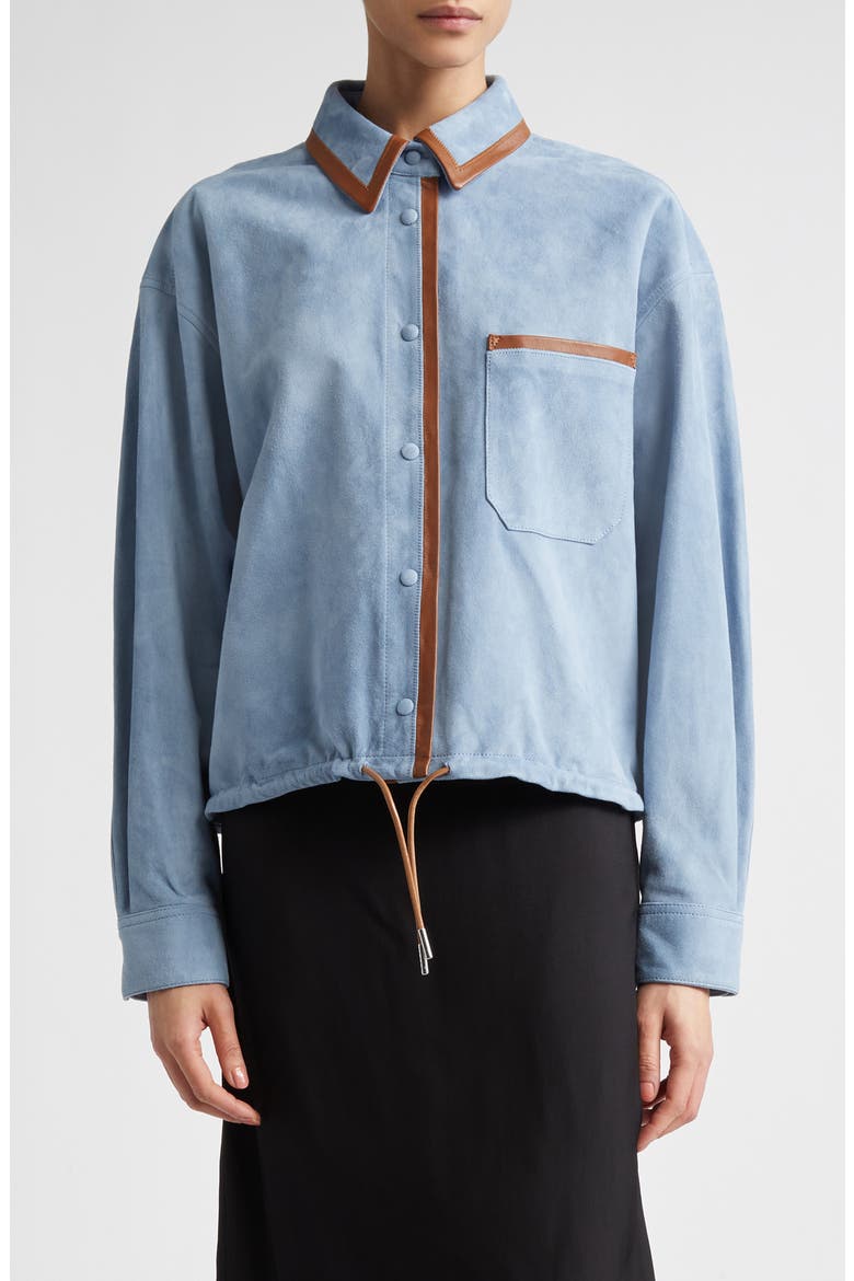 Suede Drawstring Overshirt, Main, color, 00B31SKY