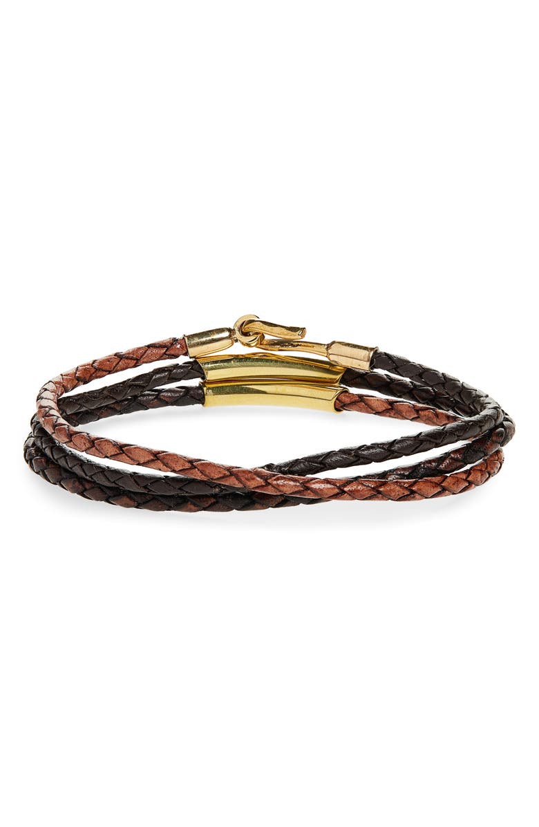 Caputo & Co. Braided Leather Bracelet, Main, color, 