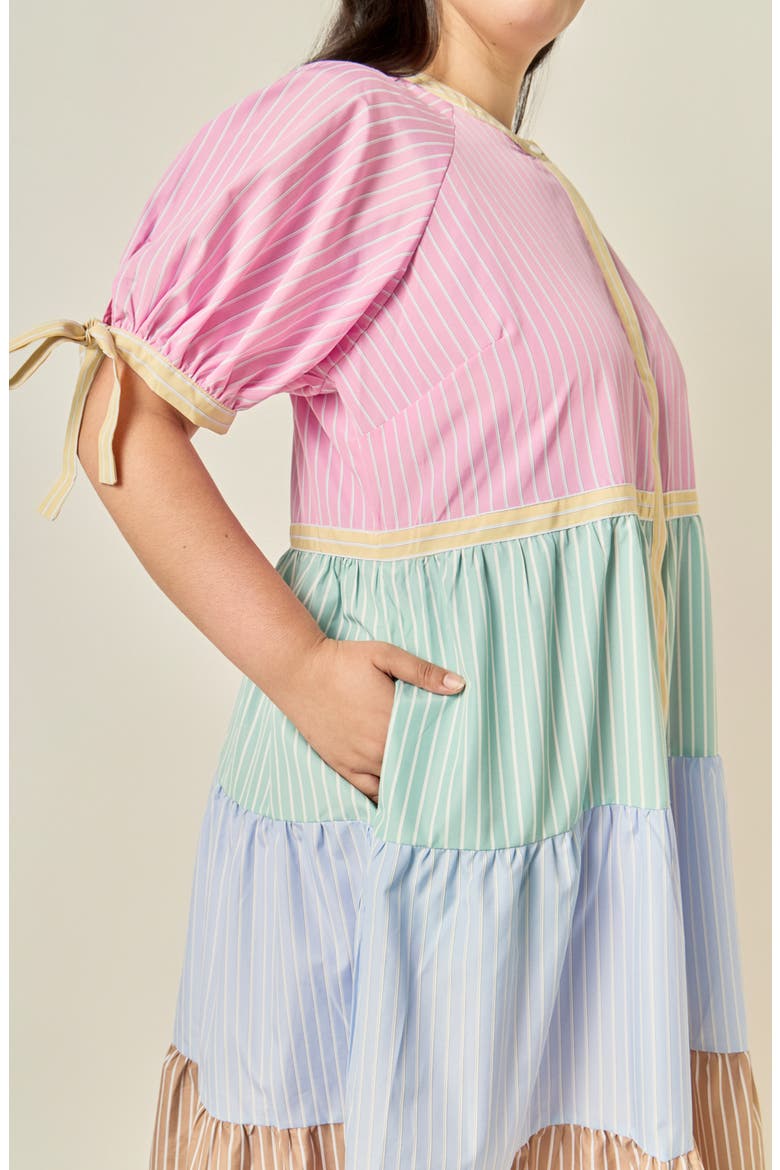 Colorblock Stripe Midi Dress, Alternate, color, MULTI