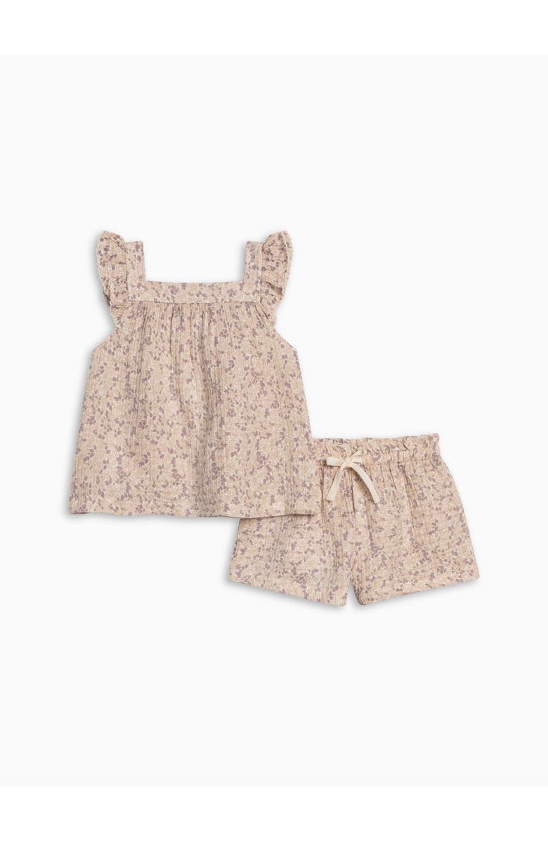 KENDI by Colored Organics Organic Louise Muslin Tank and Short Set, Alternate, color, Vionna Floral / Shell + Fog