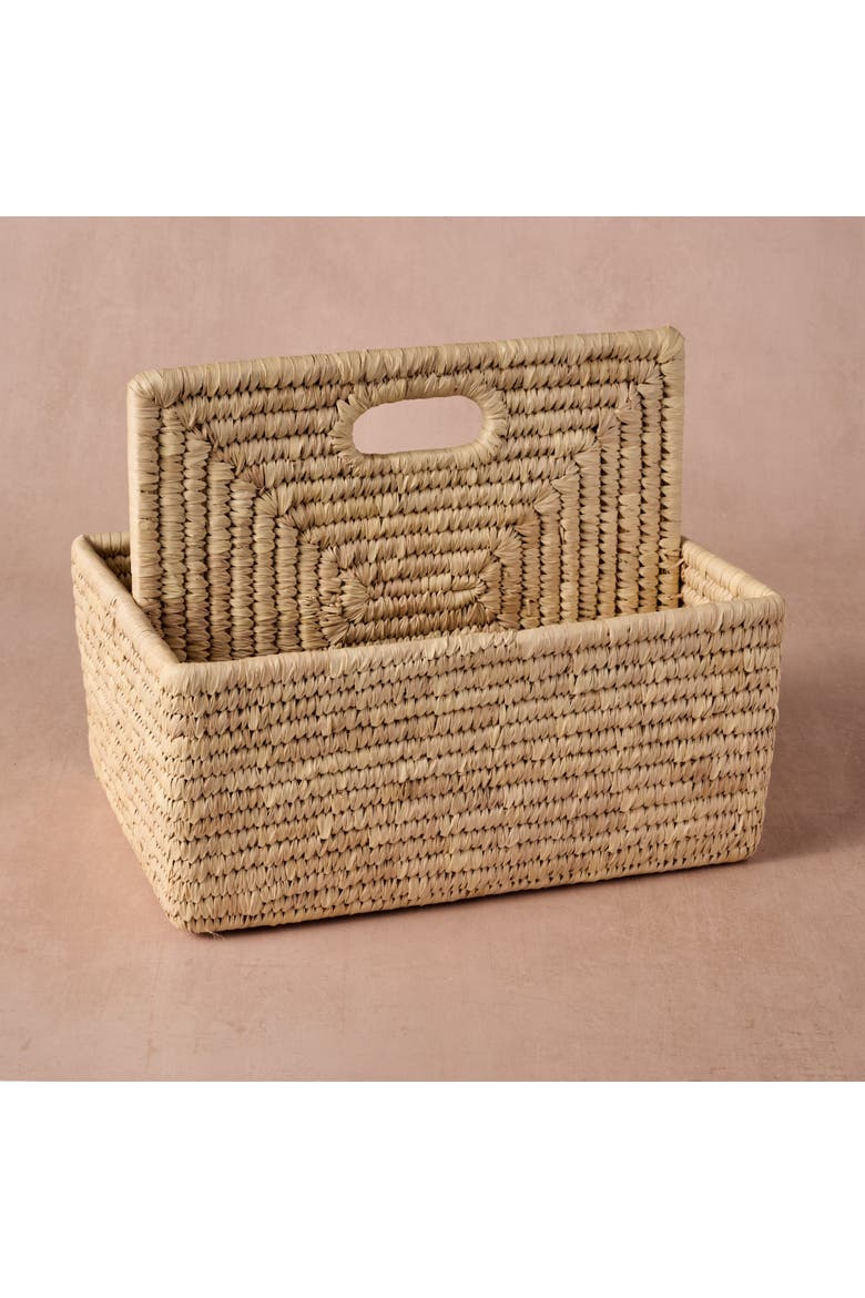 Pleta Woven Date Palm Leaf Utensil Caddy, Alternate, color, Beige