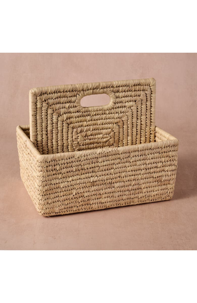 Ten Thousand Villages Pleta Woven Date Palm Leaf Utensil Caddy, Alternate, color, Beige