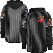 '47 Men's '47  Black Baltimore Orioles Pinstripe Double Header Pullover Hoodie