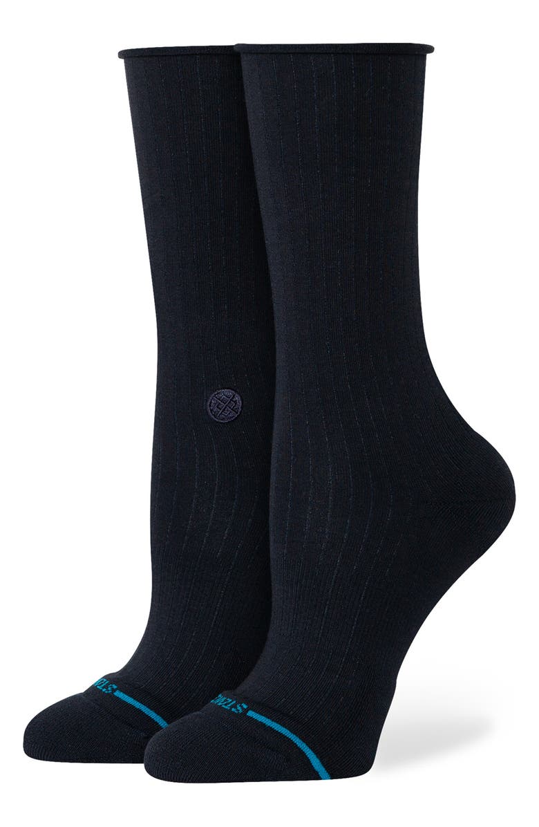 Stance Rolled Crew Socks, Main, color, Black