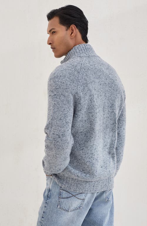 Brunello Cucinelli Cashmere Stand-up Collar Cardigan With Textured Knit In Blue