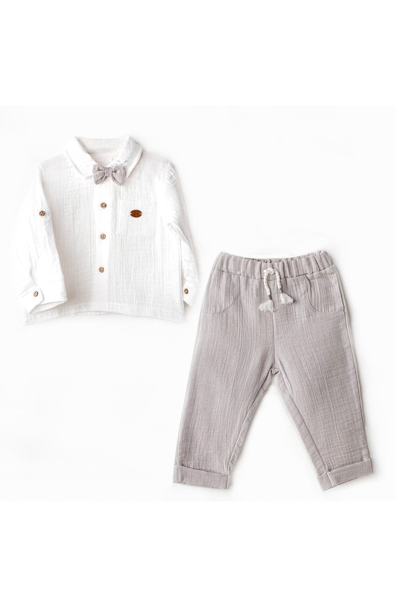 Andy Wawa Muslin Bowtie Outfit Set, Main, color, 