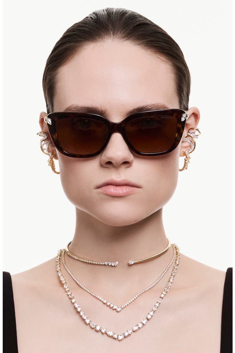 Mesmera Mixed Cut Hoop Earrings, Alternate, color, GOLDTONE/ GLASS CRYSTAL