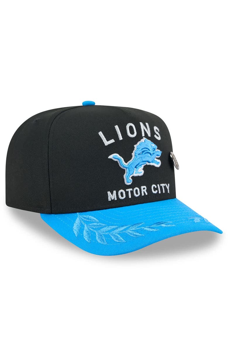 New Era Men's New Era Black/Blue Detroit Lions 2025 NFL Draft On Stage A-Frame 59FIFTY Fitted Hat, Alternate, color, Black