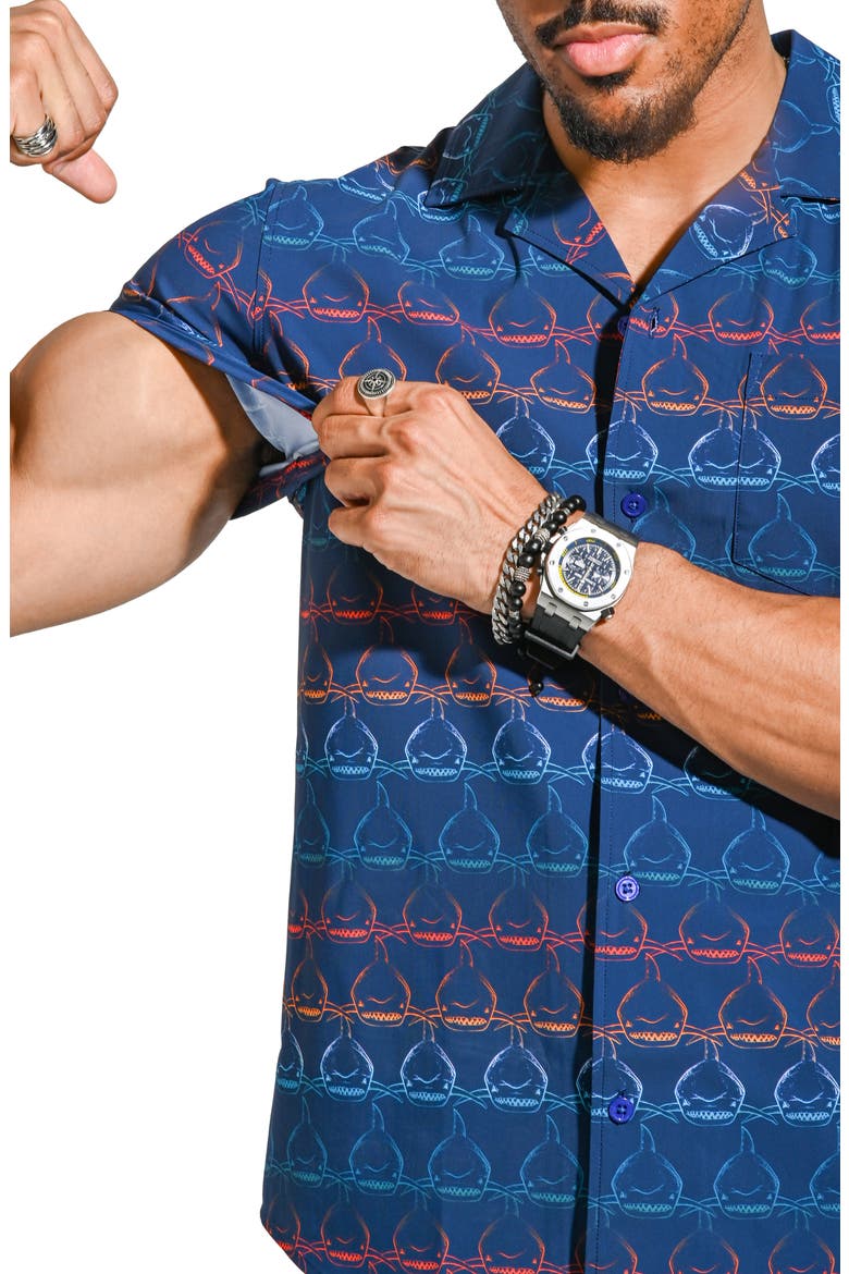 Beachsharkwave Blue Cotton Camp Shirt, Alternate, color, BLUE
