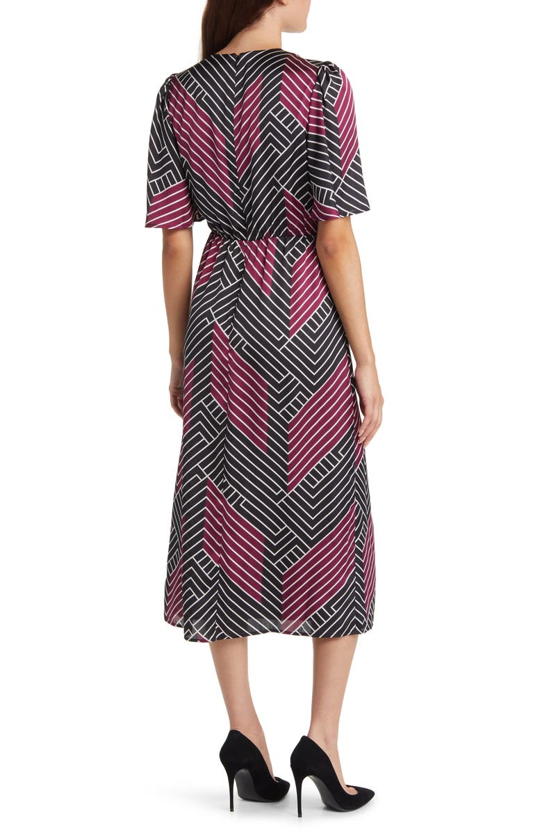 Anne Klein Print Flutter Sleeve Faux Wrap Dress, Alternate, color,
