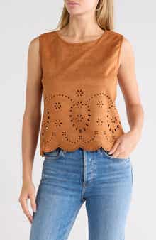 Laser Cut Faux Suede Tank
