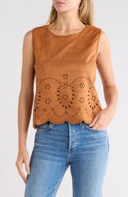 Forgotten Grace Laser Cut Faux Suede Tank