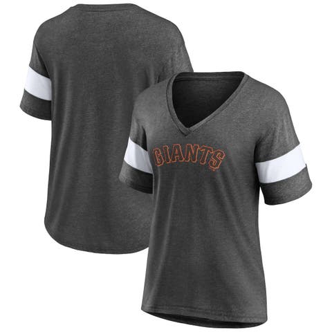 Women's Fanatics Branded Heathered Charcoal San Francisco Giants Wordmark V-Neck Tri-Blend T-Shirt