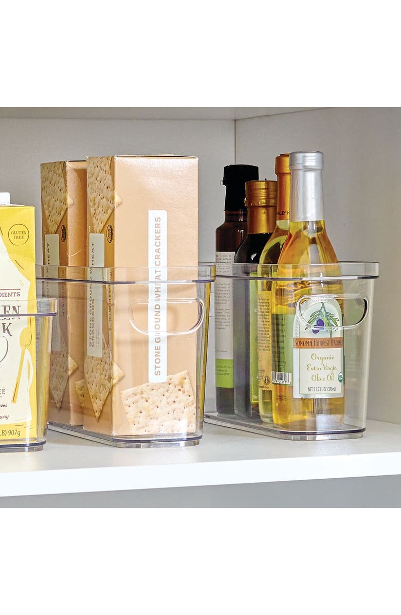 iDesign Plastic Pantry Bin for Kitchen Organizing - Set of 4 - Clear, Alternate, color, Clear/White