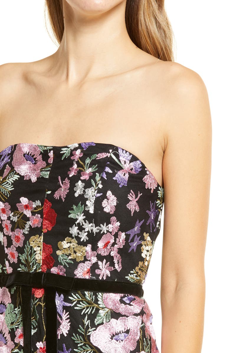Sam Edelman Floral Embroidered Strapless Dress, Alternate, color, 