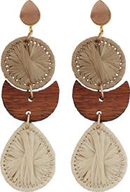 Panacea Raffia & Wood Drop Earrings