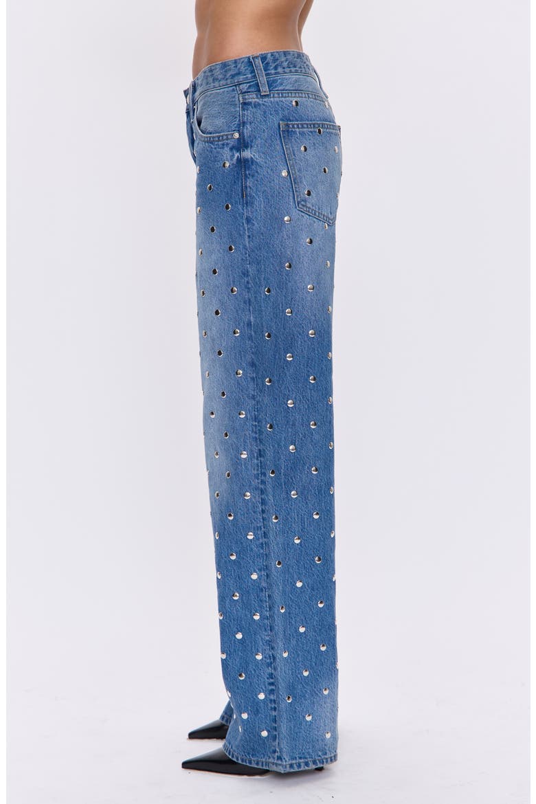 Hendrix Embellished Rivets High Waist Straight Leg Jeans, Alternate, color, CHARMED