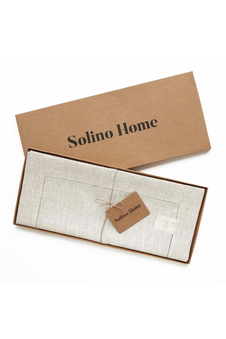 Linen Table Runner - Classic Hemstitch, Alternate, color, Light Natural
