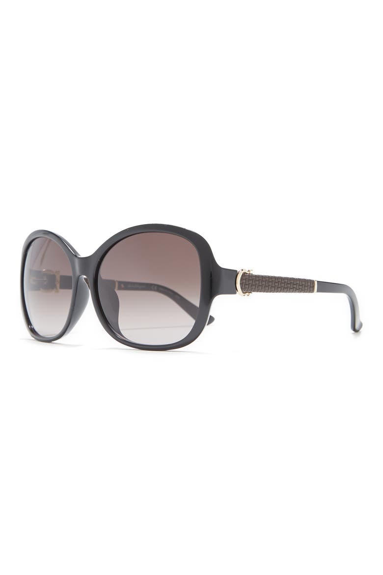 Salvatore Ferragamo 59mm Square Sunglasses, Alternate, color, BLACK