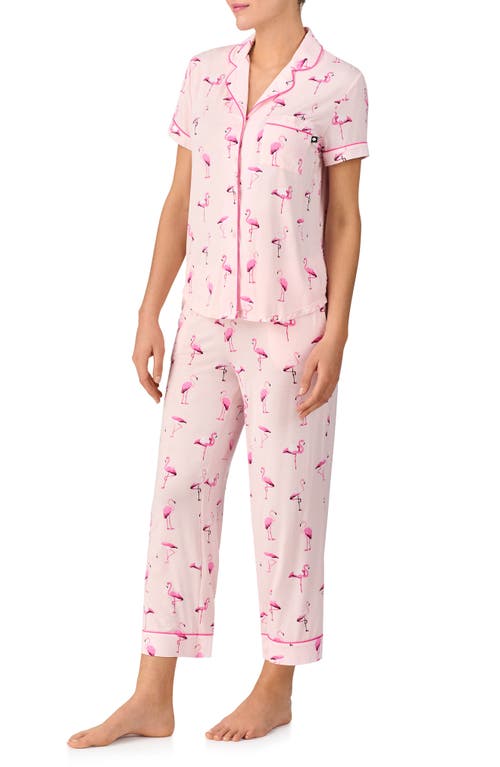 Kate Spade New York Printed Short Sleeve Pajama Set In Pink Flamingo