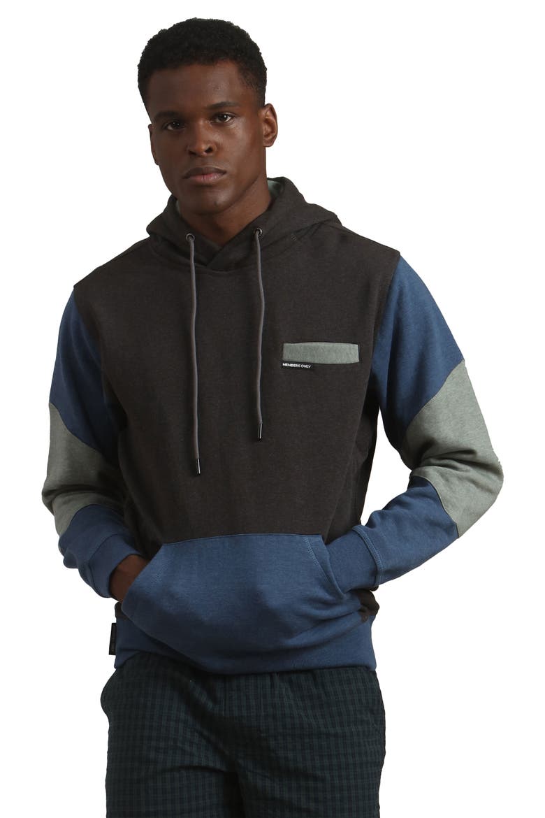 Drew Colorblock Hooded Sweatshirt, Main, color, Charcoal