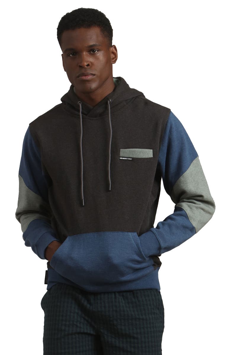 Members Only Drew Colorblock Hooded Sweatshirt, Main, color, Charcoal