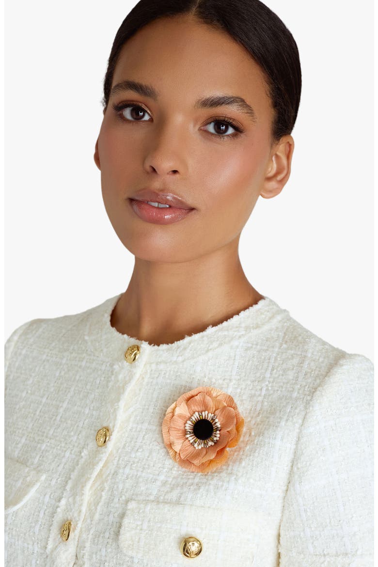 The Peach Anemone Floral Brooch, Alternate, color, Peach