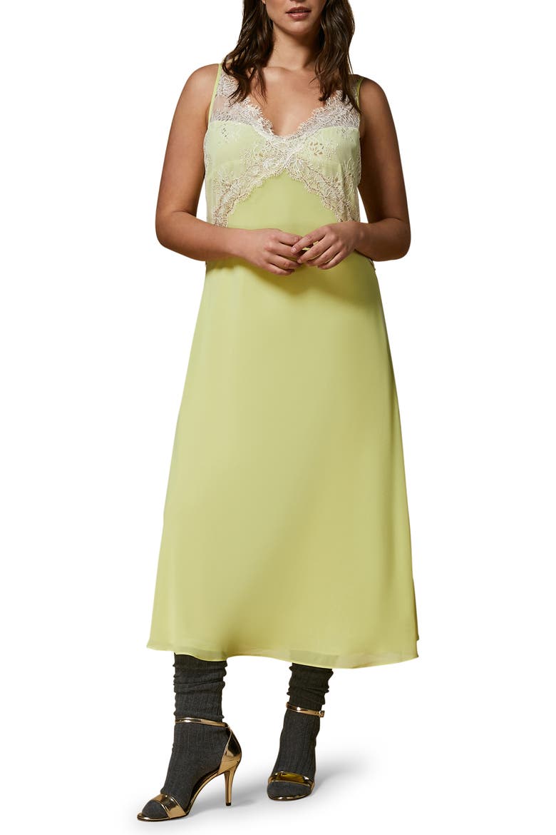 Double Layer Georgette Slipdress, Main, color, YELLOW