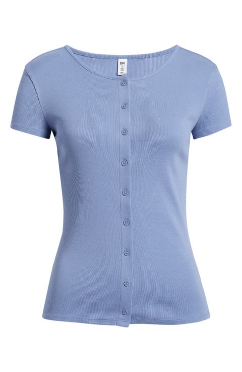 Short Sleeve Rib Knit Cardigan