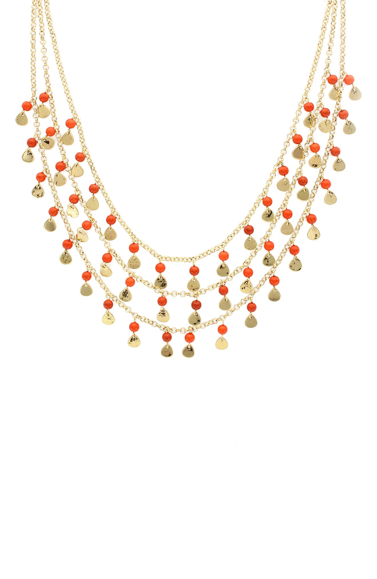 OLIVIA WELLES Rayna Beaded Disc Charm Layered Necklace