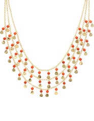 OLIVIA WELLES Rayna Beaded Disc Charm Layered Necklace