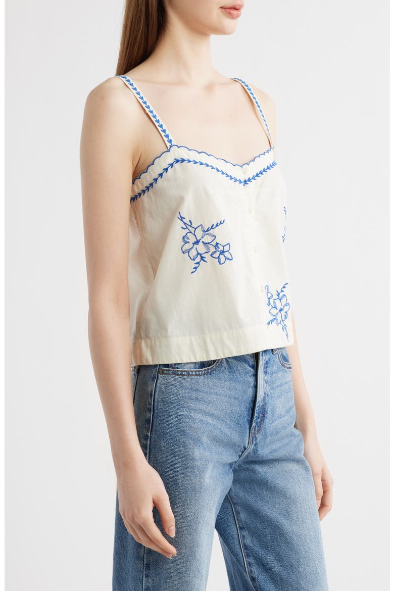 The Weekend Floral Embroidered Button-Up Top, Alternate, color, CREAM