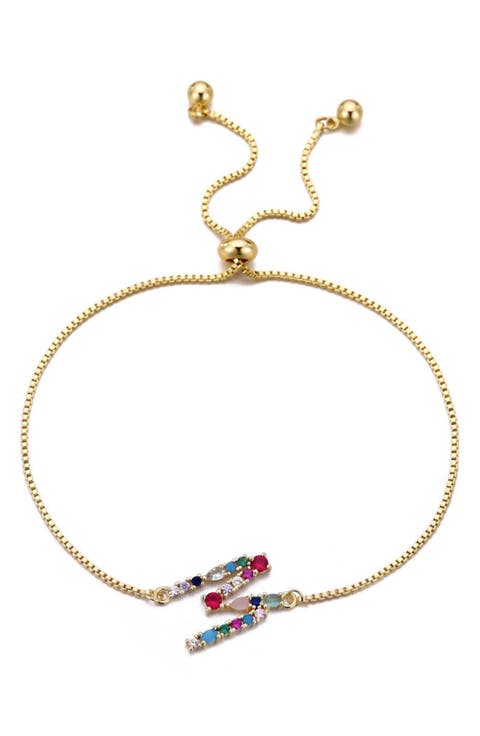 Mixed Crystal Initial Chain Bracelet