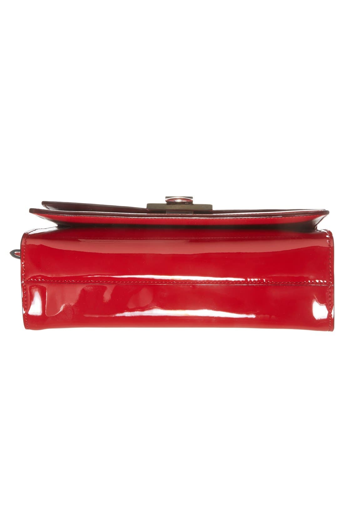 'Rebel' Patent Leather Shoulder Bag, Alternate, color, RED