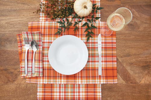 C & F Home C&f Home Briar Plaid Woven Kitchen Towel In Orange