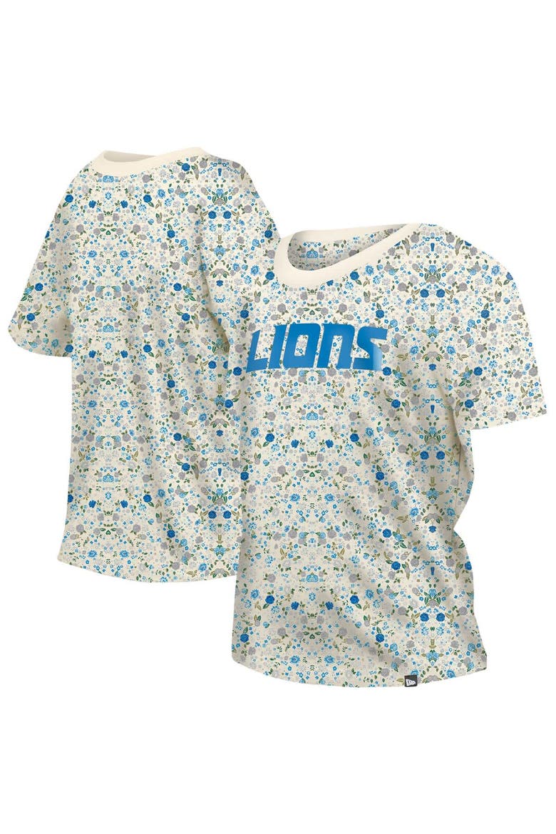 Women's New Era Cream Detroit Lions Glam Game Floral T-Shirt, Alternate, color, Cream