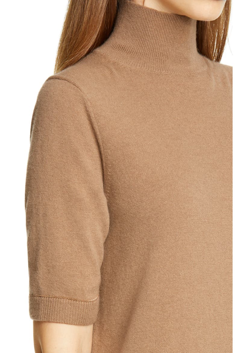 Turtleneck Wool & Cashmere Midi Sweater Dress, Alternate, color, CAMMELLO MELANGE