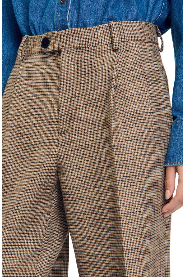 Micro houndstooth trousers, Alternate, color, Brown