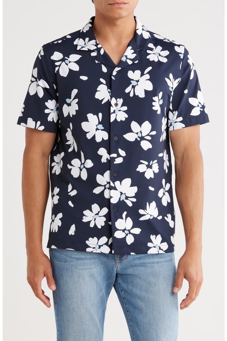Print Camp Shirt, Main, color, DECO BLOOM NAVY/ WHITE