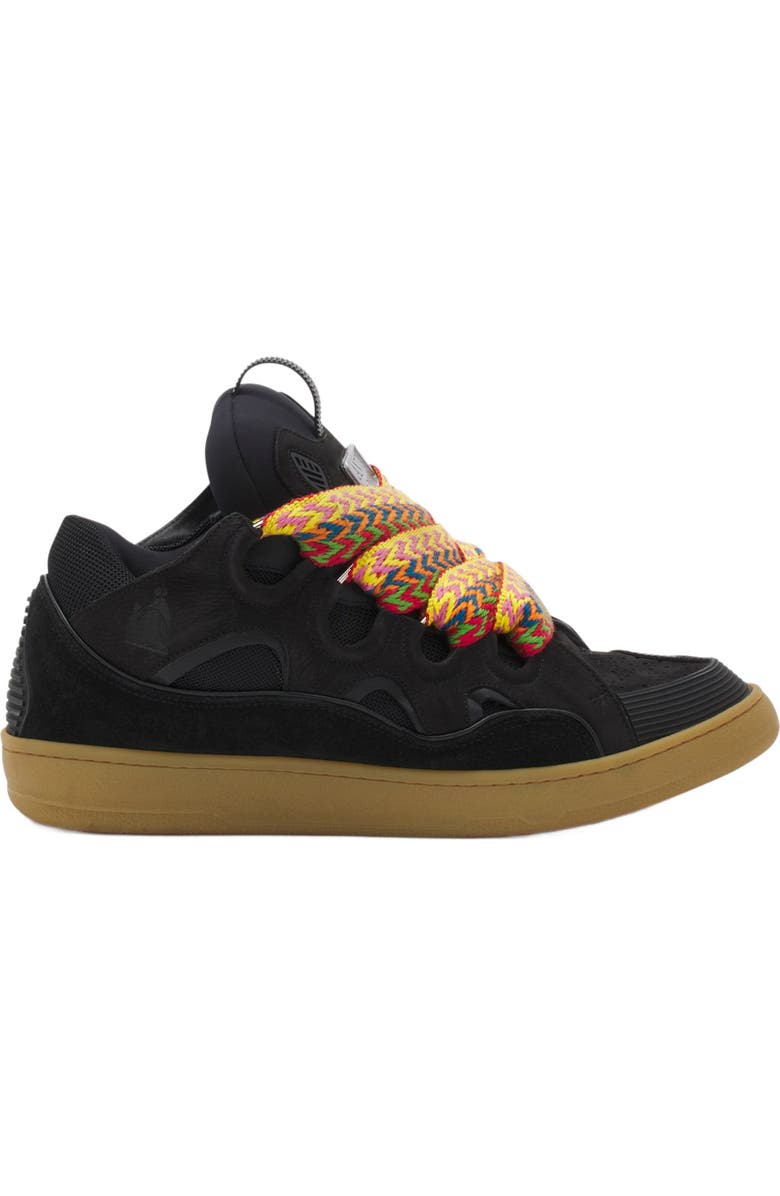 Lanvin LEATHER CURB SNEAKERS, Main, color, Black