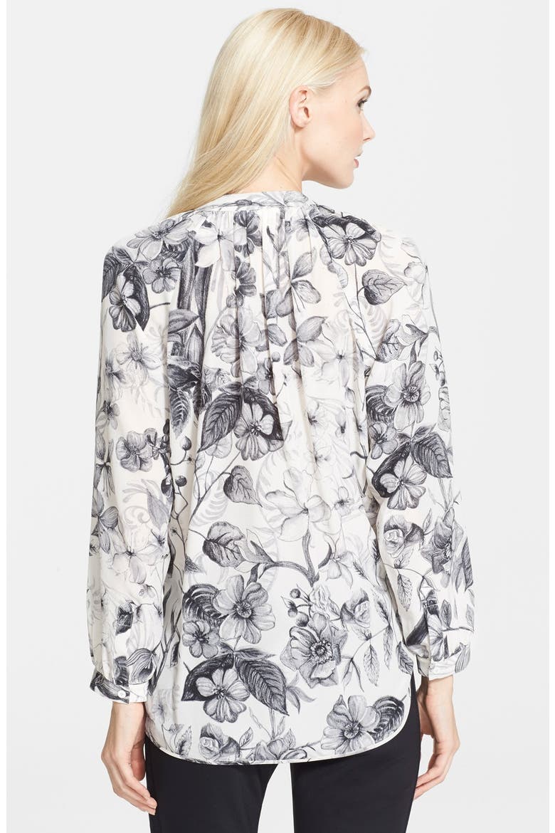 Botanical Print Silk Top, Alternate, color, CHALK